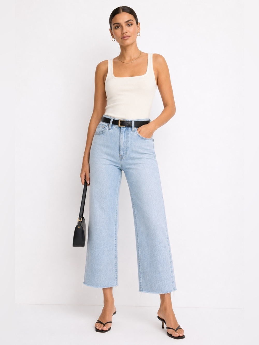 SLVRLAKE London crop pale blue jeans with raw hem. Size 26